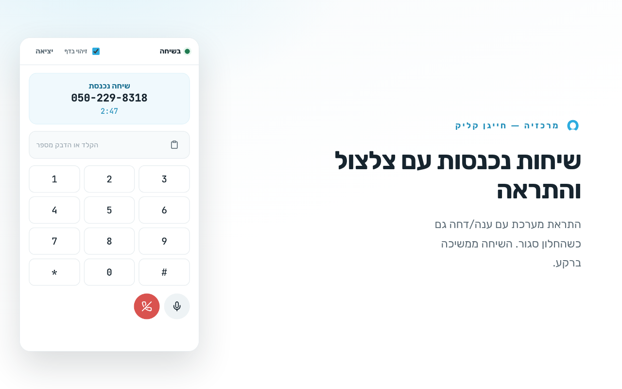 שיחה נכנסת פעילה